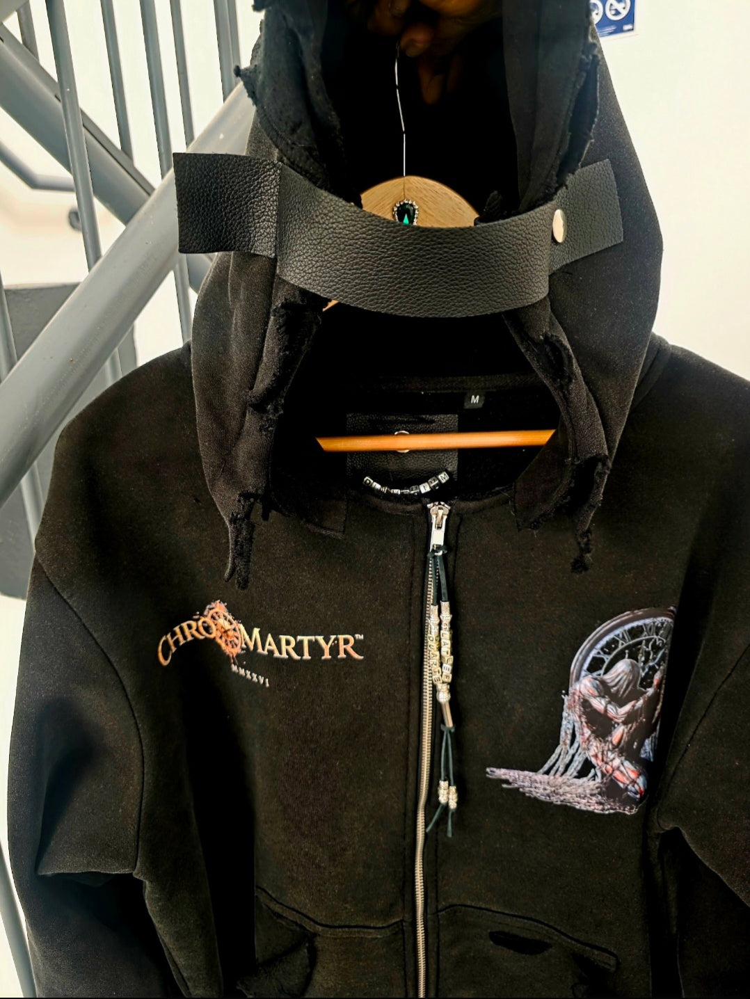 ChronoMartyr™ – LIMITED EDITION Hour of Reckoning Black Vintage Wash Zip Hoodie
