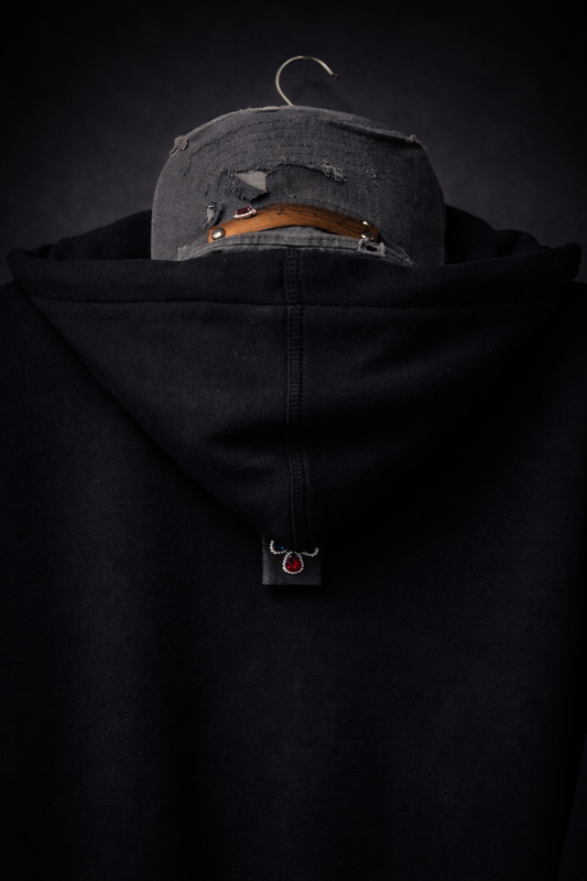 Distressed Black Zip Chaos Hoodie Limited Edition