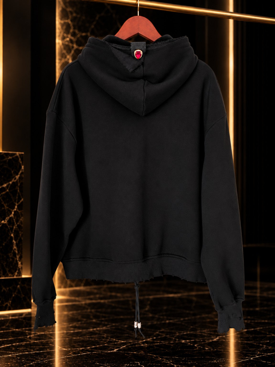 Ascended Uniform black hoodie back view