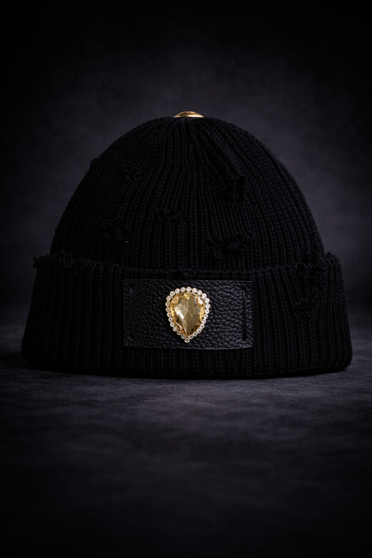 Distressed Jewel Crown Beanie