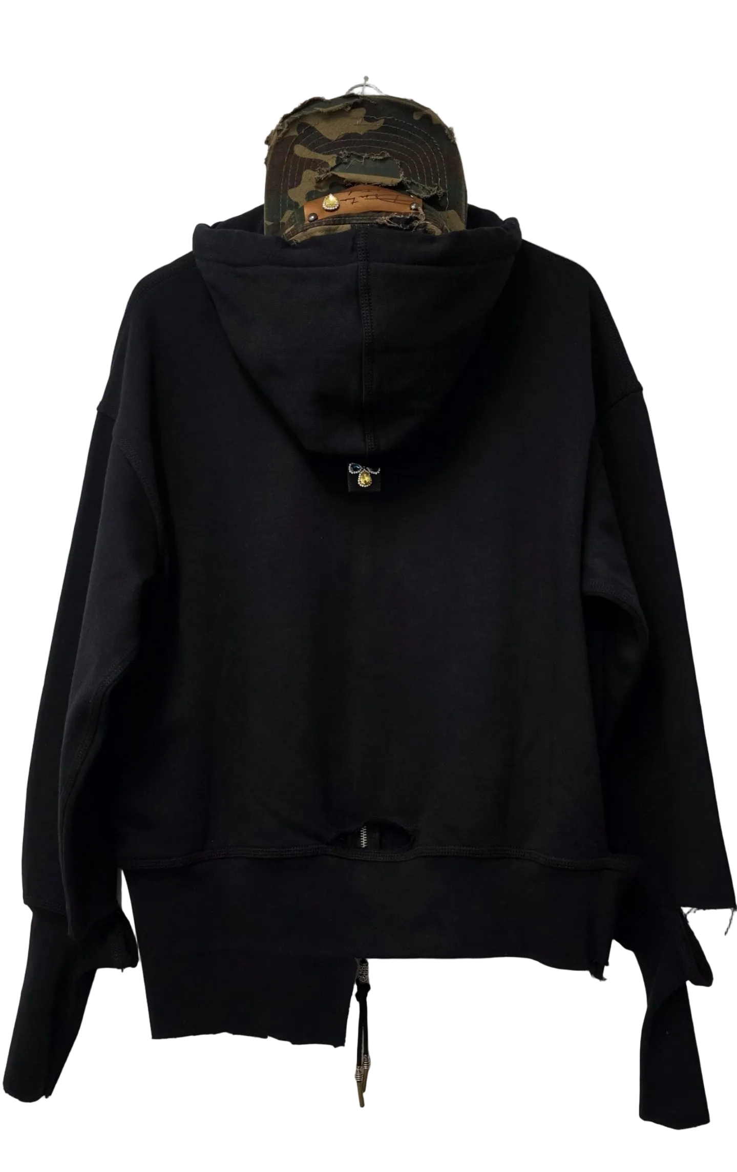 Distressed Black Zip Chaos Hoodie Limited Edition