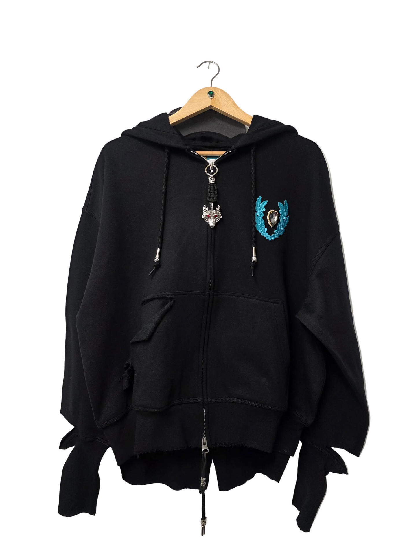 Distressed Black Zip Chaos Hoodie Limited Edition
