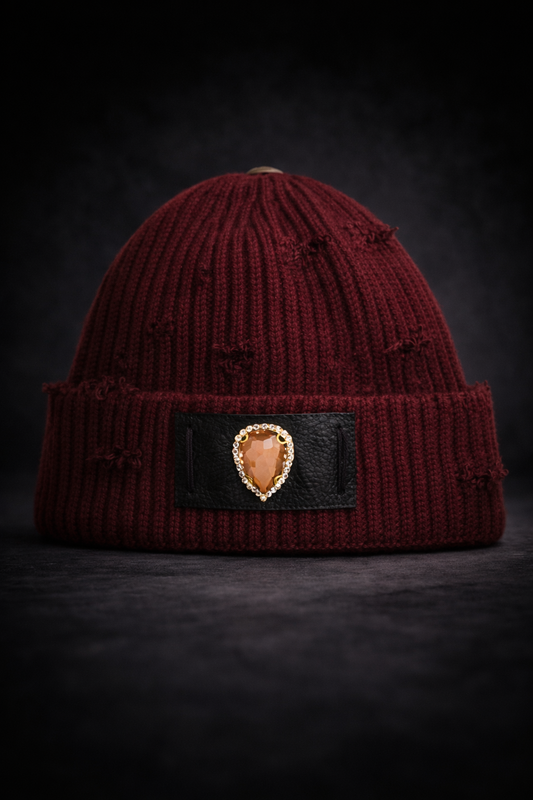 Distressed Jewel Crown Beanie