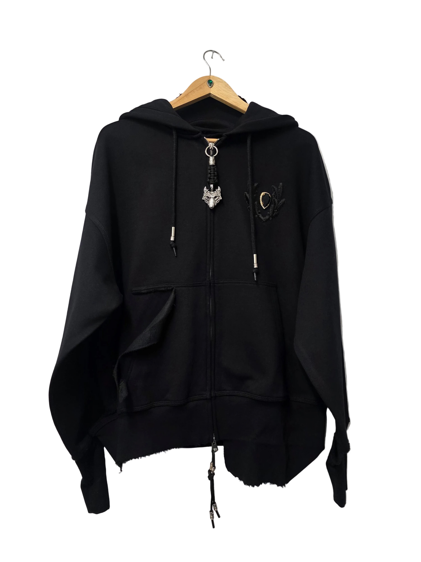 Distressed Black Zip Chaos Hoodie Limited Edition