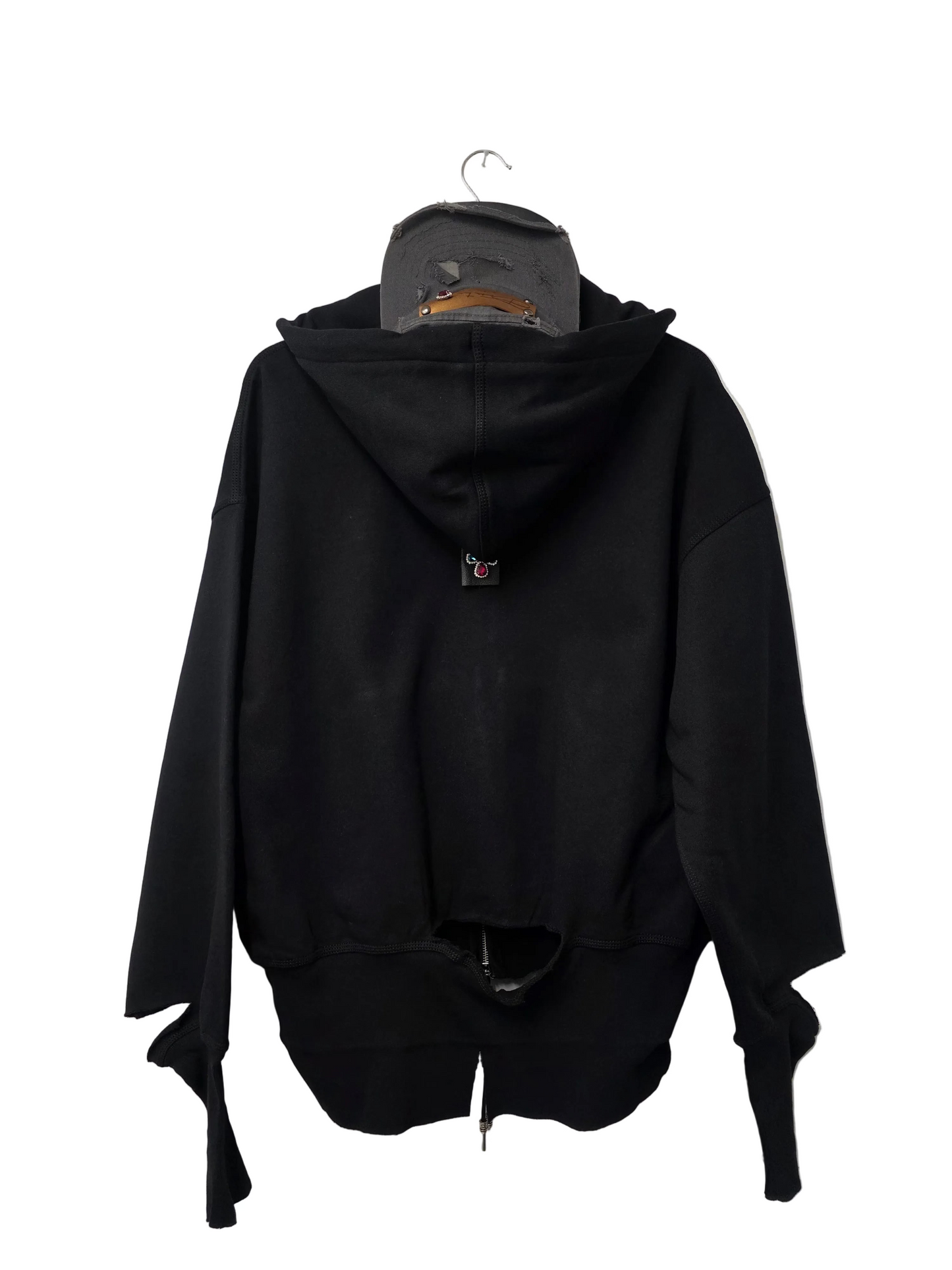 Distressed Black Zip Chaos Hoodie Limited Edition