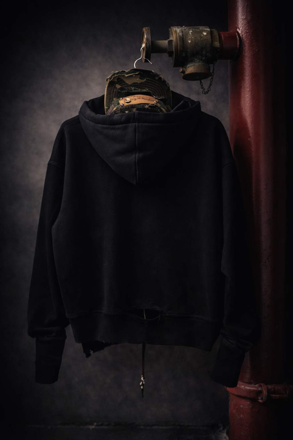 Distressed Black Zip Chaos Hoodie Limited Edition