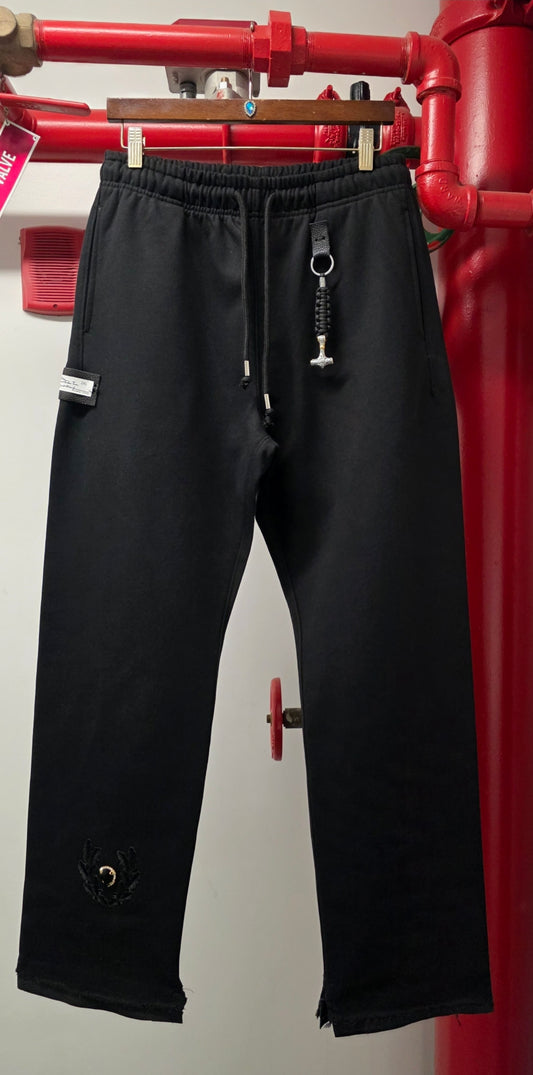 Distressed Distressed Black Hammer-Link Sweatpants